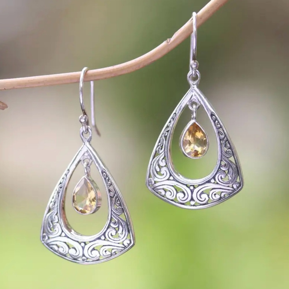 NWOT - Bohemian Style Silver and Gold Teardrop Earrings
